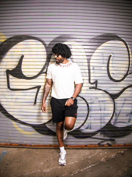 THE ELITE T-Shirt – Cream with Burgundy Lettering